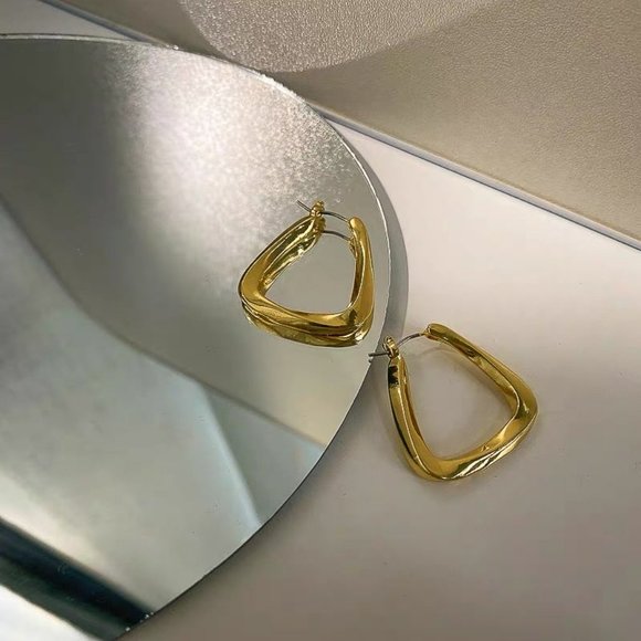 New Design Fashion Jewelry Simple Irregular Geometric Metal Earrings - Picture 5 of 5